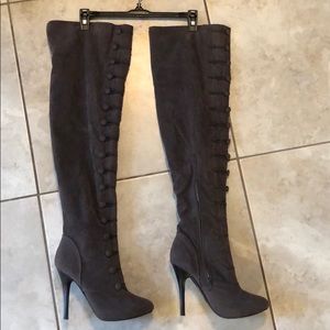 Suede thigh high boots